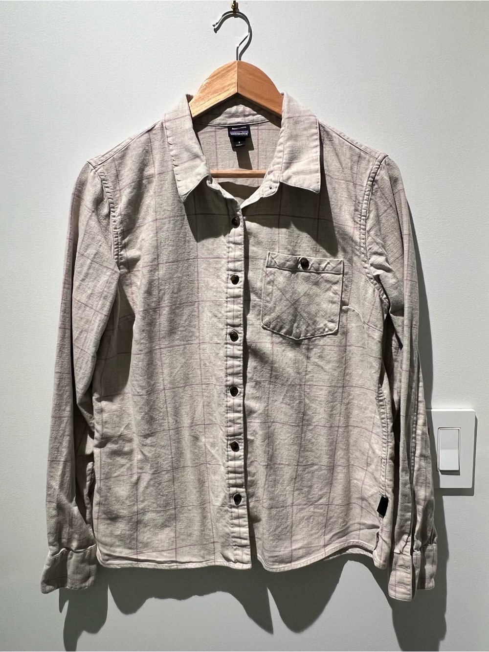 Patagonia Organic Cotton Windowpane Plaid Button Down Shirt Sz 8